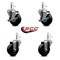 Service Caster 3.5'' Hard Rubber Wheel Swivel 7/16'' Grip Ring Stem Caster Set 2 Brakes, 4PK SCC-GR20S3514-HRS-TLB-716138-2-S-2 - alternate 2